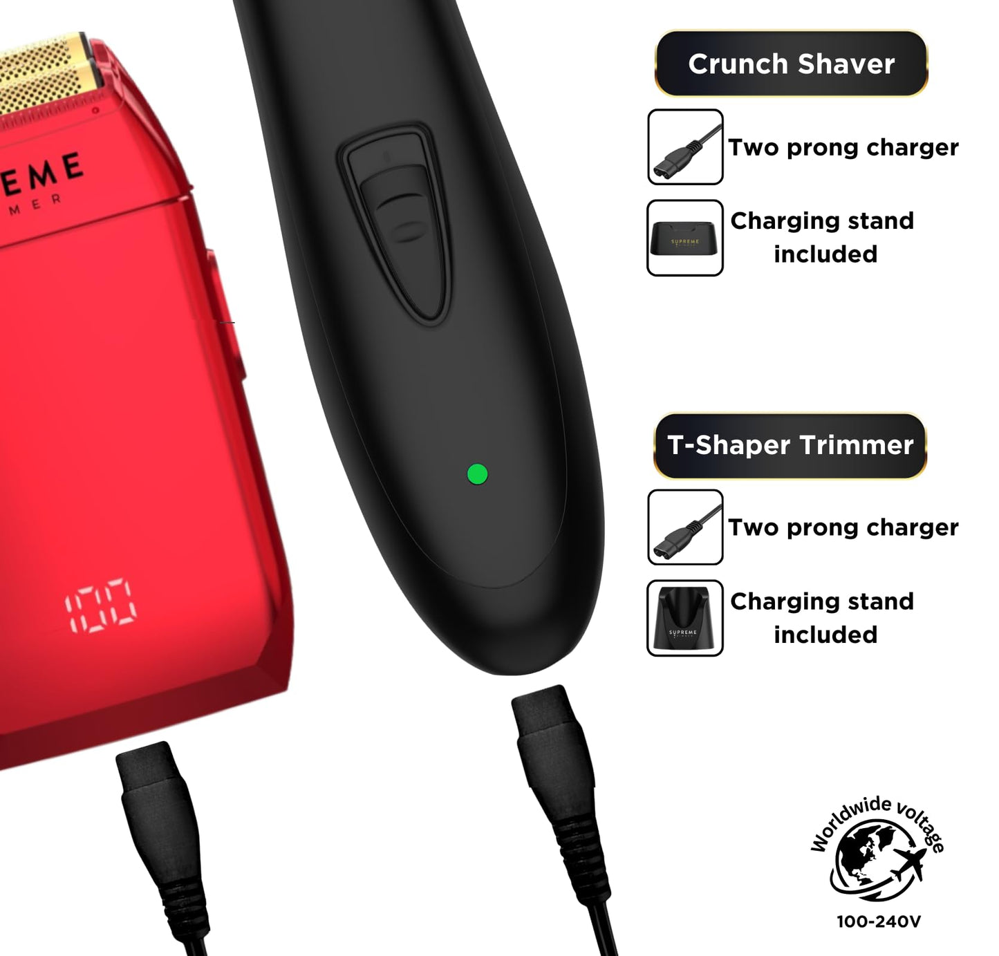 Supreme Trimmer - Kit de corte de pelo de peluquero y afeitadora de papel de aluminio para hombre - ST5220 y STF602 Combo rojo