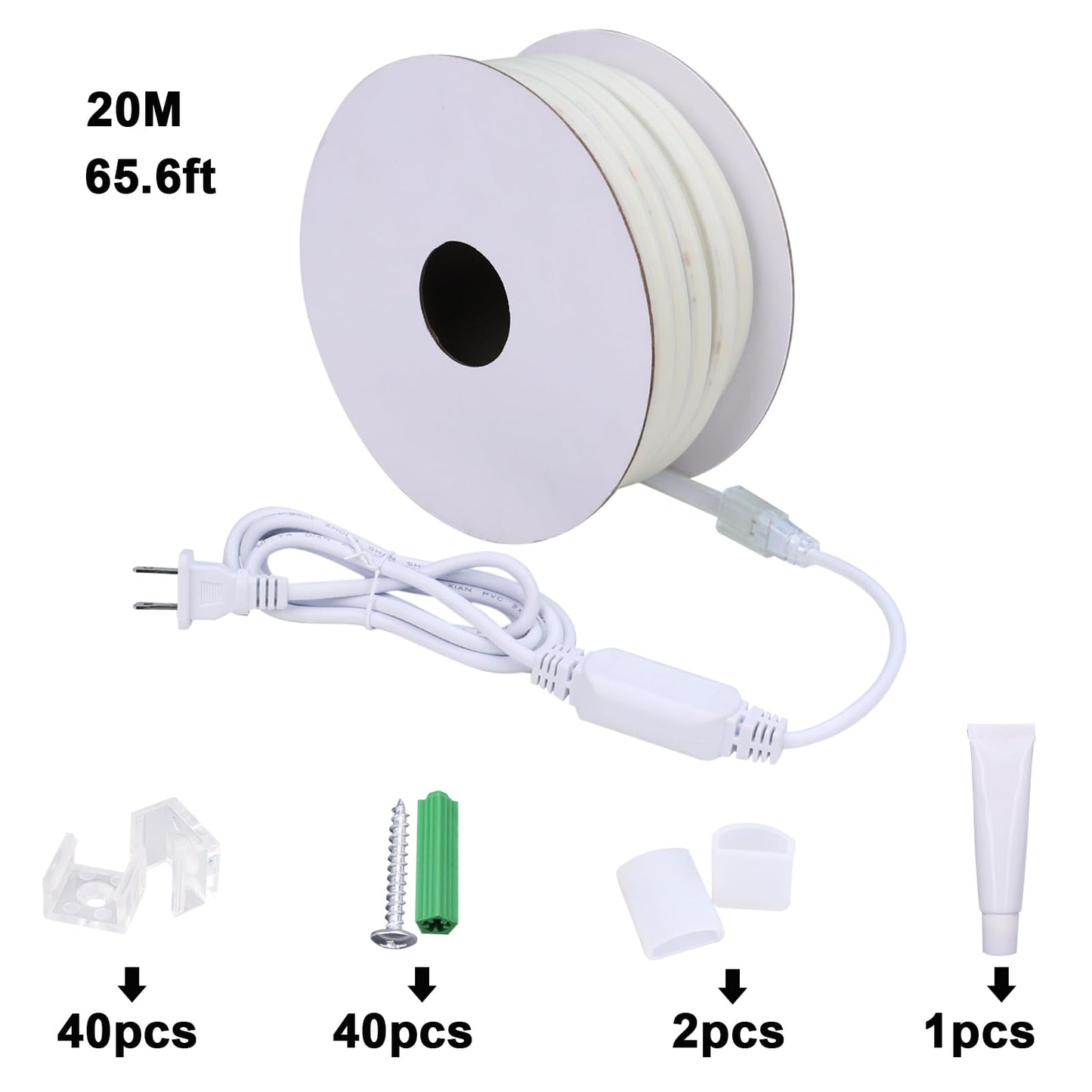 BENLUN Tira LED COB 110V 20 Metros, 4000K Blanco Natural Luces de LED Exterior Impermeable, 10W/M CRI 90+ Flexible Luz LED sin Transformador para Habitacion Techo, Decoración, Patio