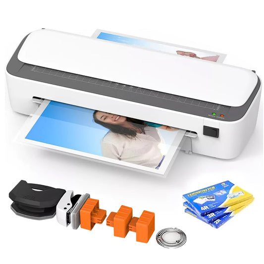 Laminadora Enmicadora Térmica de Multifuncional 6 en 1, A4 Máquina Laminadora+Cortador de Papel+300 Hojas Laminadoras(SL388)