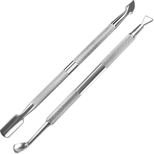 Pingispower Juego de Empujadores de Cutículas, 2 Piezas de Acero Inoxidable de Grado Profesional, Cortador Y Removedor de Cutículas, Kit de Manicura Y Pedicura Duradero para Uñas de Manos Y Pies.