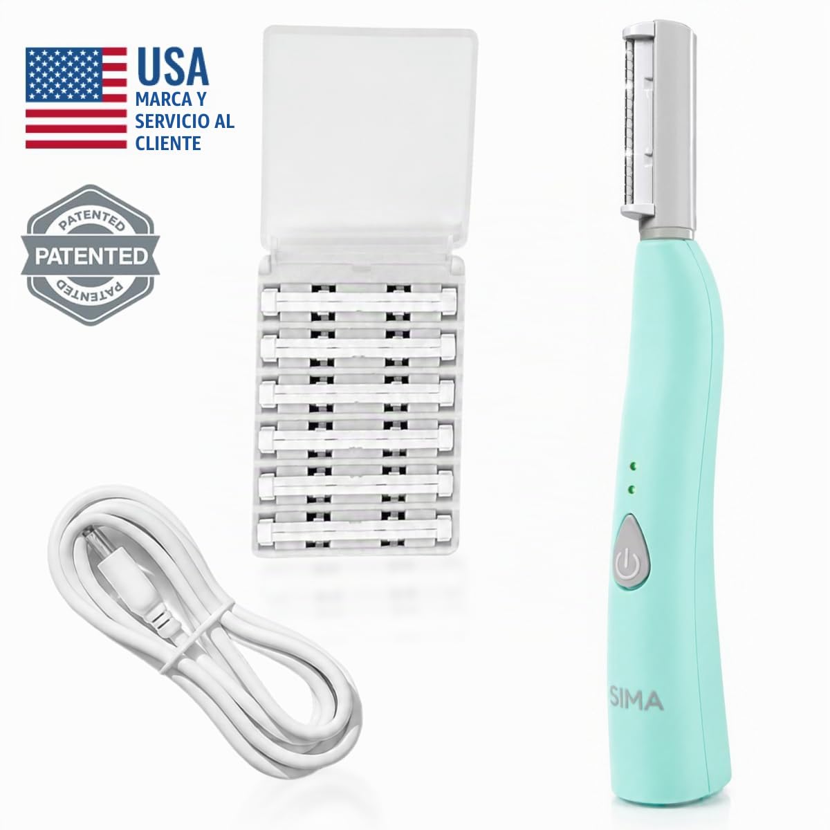 Spa Sciences SIMA Sonic Dermaplaning Tool-Profesional e indoloro 2 en 1 Exfoliación facial y sistema de depilación de melocotón con 7 semanas de tratamiento incluido|Anti-envejecimiento | 3 velocidades|Recargable