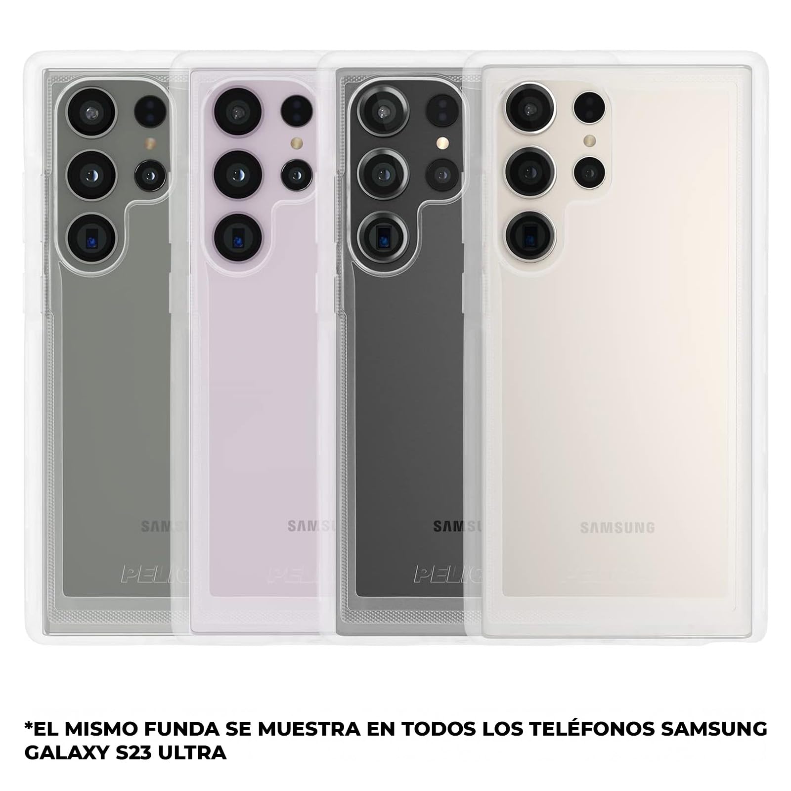 Funda con Clip para cinturón Pelican Voyager Transparente con protección de Grado Militar para Samsung Galaxy S23 Ultra Compatible con Carga inalámbrica