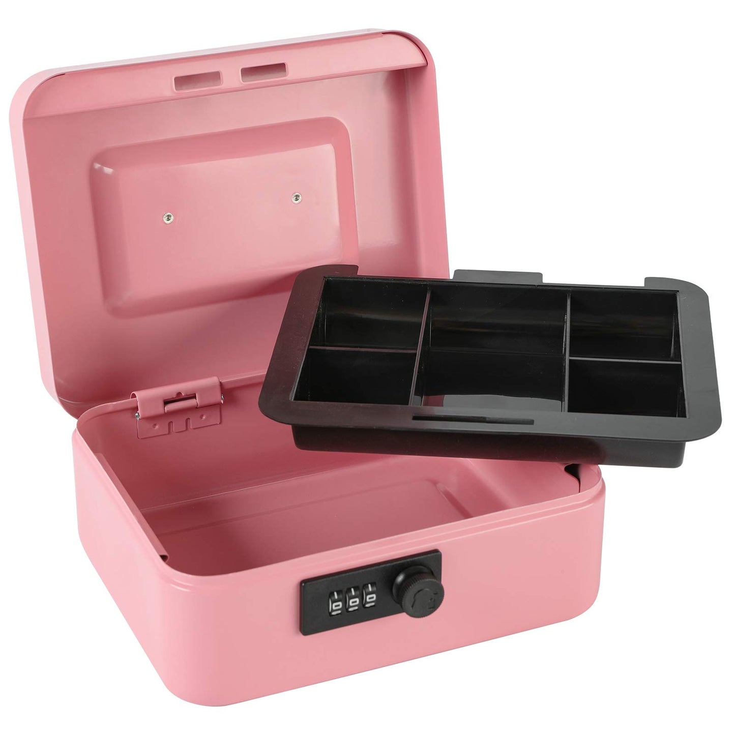 Caja fuerte Xydled de acero con cerradura de combinación, caja fuerte con bandeja extraíble para monedas y cerradura de llave, 20 x 16 x 9 cm.