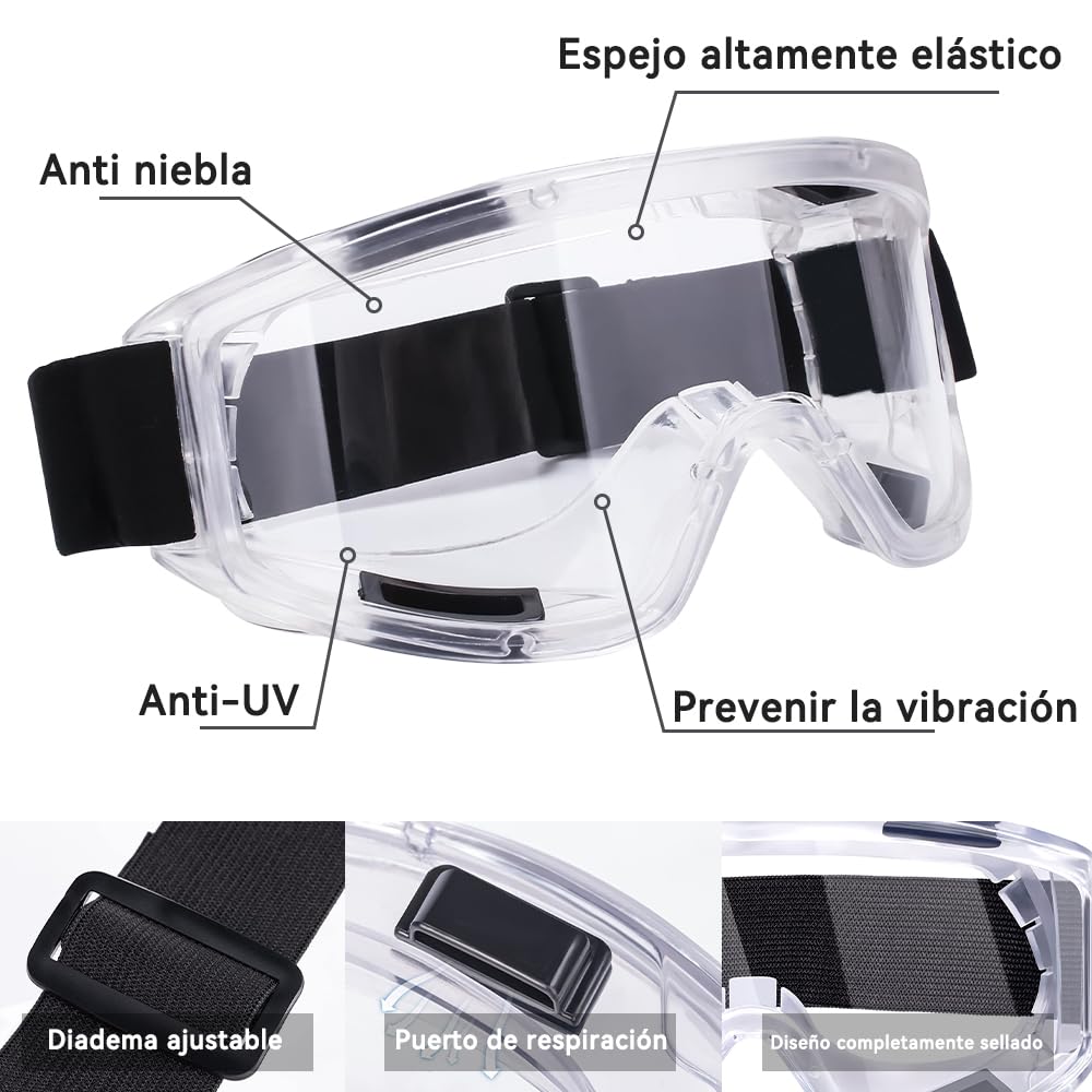 Gafas de protección, Lentes Protectores, Gafas Protectoras de Seguridad, Anti-Fog and Scratch Reduction Goggle para Química Agricultura, Industria, Laboratorio y Seguridad(Blanco)