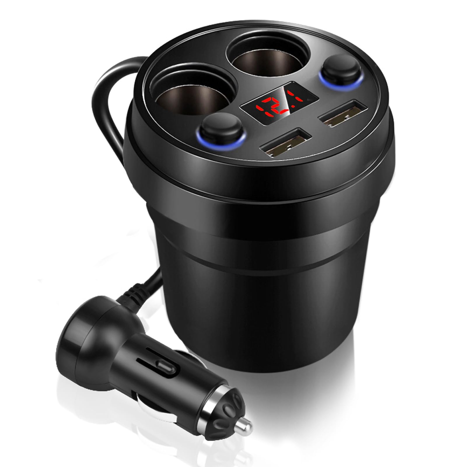 GOTOTOP Cargador de Teléfono para Automóvil de 120 W, Cargador de Automóvil Doble USB con Orificio para Encendedor de Cigarrillos, Monitoreo de Voltaje en Tiempo Real, TecnologíA de