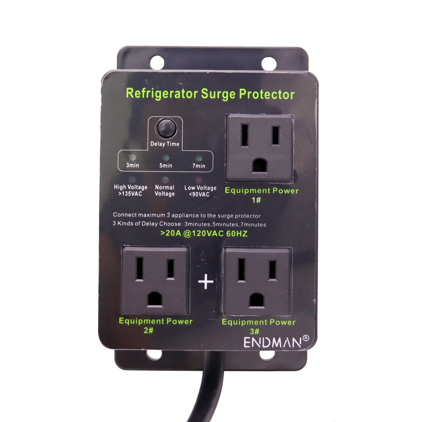 Protector de Sobretensiones Endman Blanco con Retardo de Tiempo para Nevera y Electrodomésticos