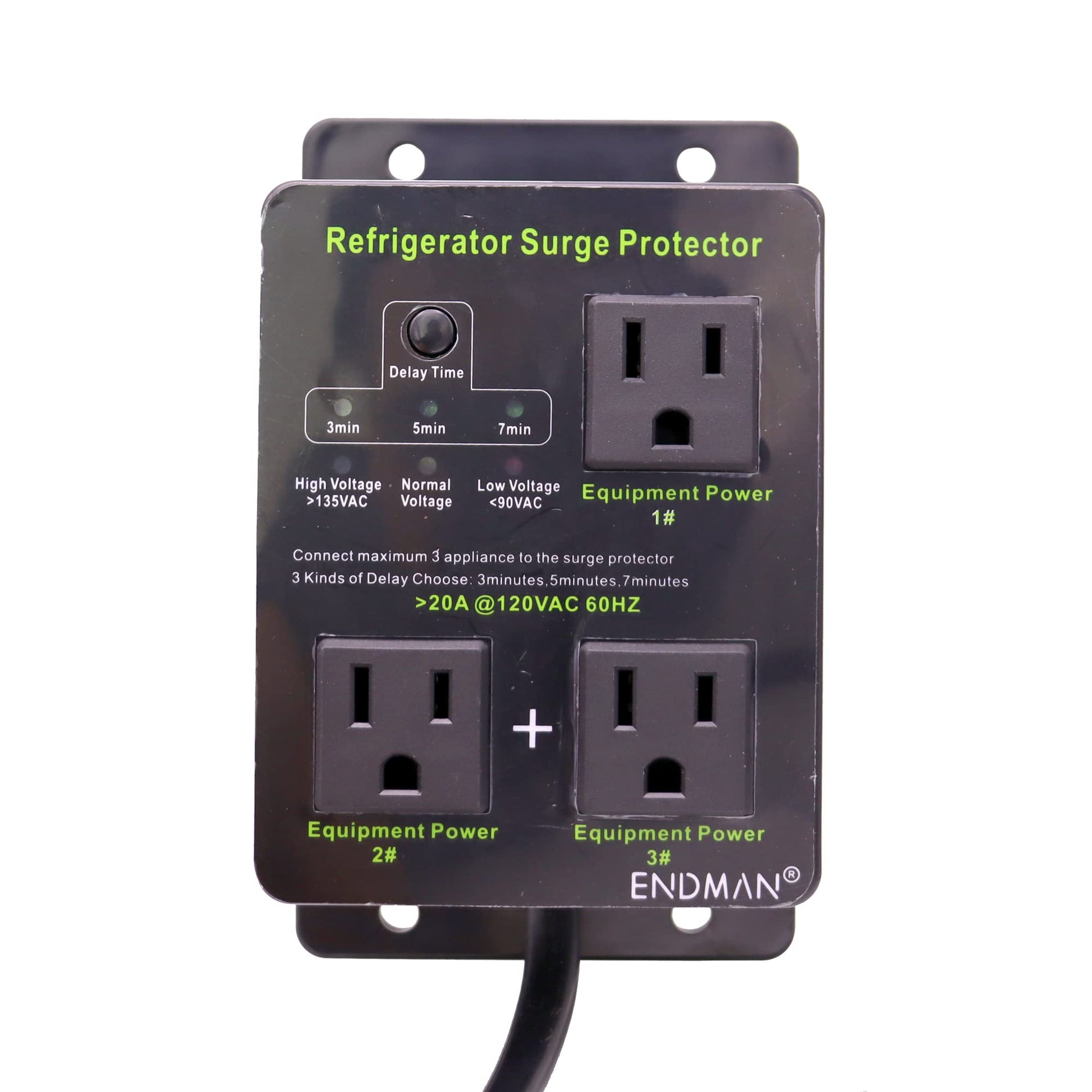 Protector de Sobretensiones Endman Blanco con Retardo de Tiempo para Nevera y Electrodomésticos