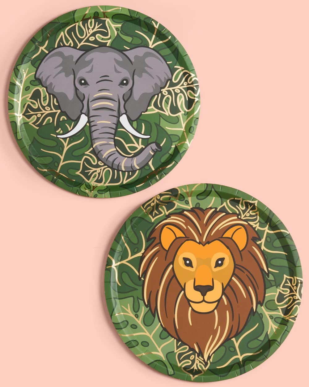 Platos de Papel xo, Fetti Jungle Dorado Safari 9 Pulgadas Paquete de 24