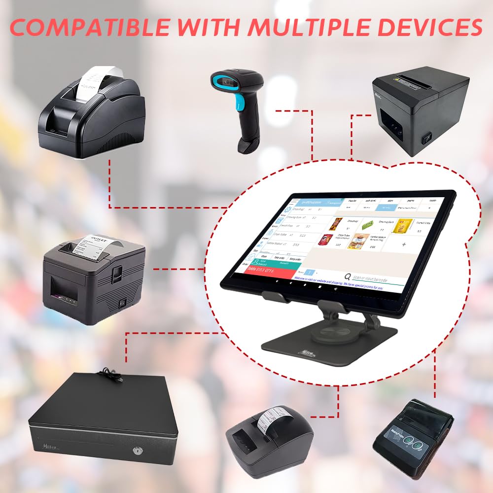Tableta de Registro de Caja Móvil MRBOSS 10.1 Pulgadas con Soporte de Impresora para Pequeñas Empresas y Restaurantes