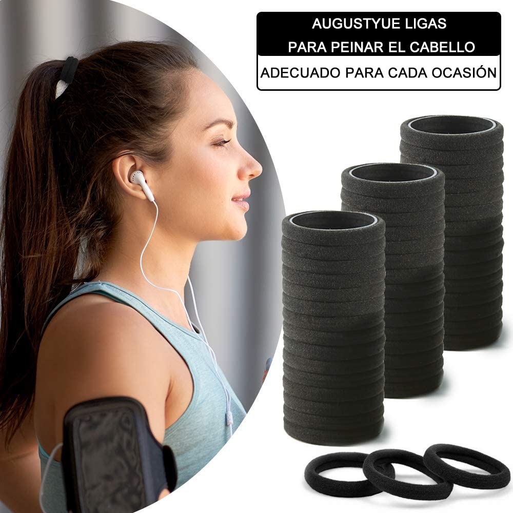 Ligas para Peinar el Cabello: Set de 100 Piezas, Altamente Elásticas, Ideales para Coletas y Peinados - Color Negro - para Niñas y Mujeres
