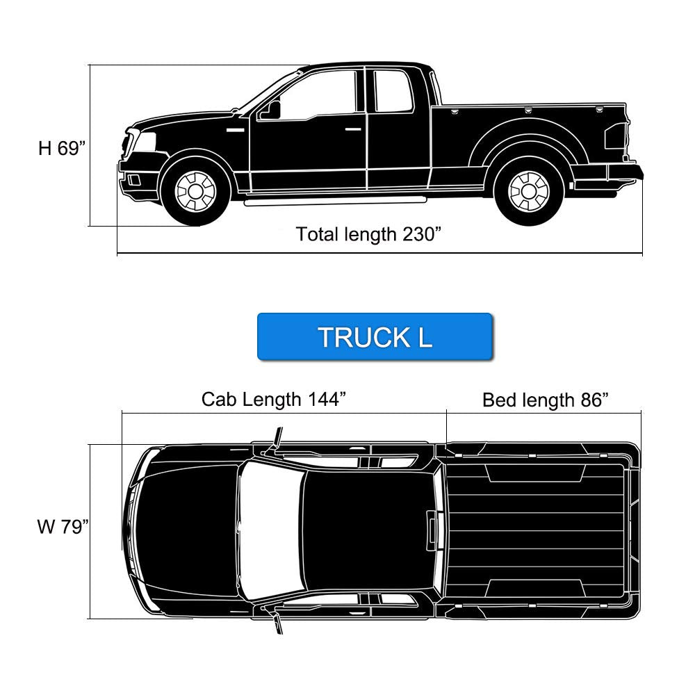 KouKou Cubierta de Camión Impermeable Todo Tiempo, 6 Capas Cubierta Completa de Pickup, Protección contra el Polvo de la Lluvia UV del Sol al Aire Libre, Camión de Ajuste Universal hasta 232 pulgadas.