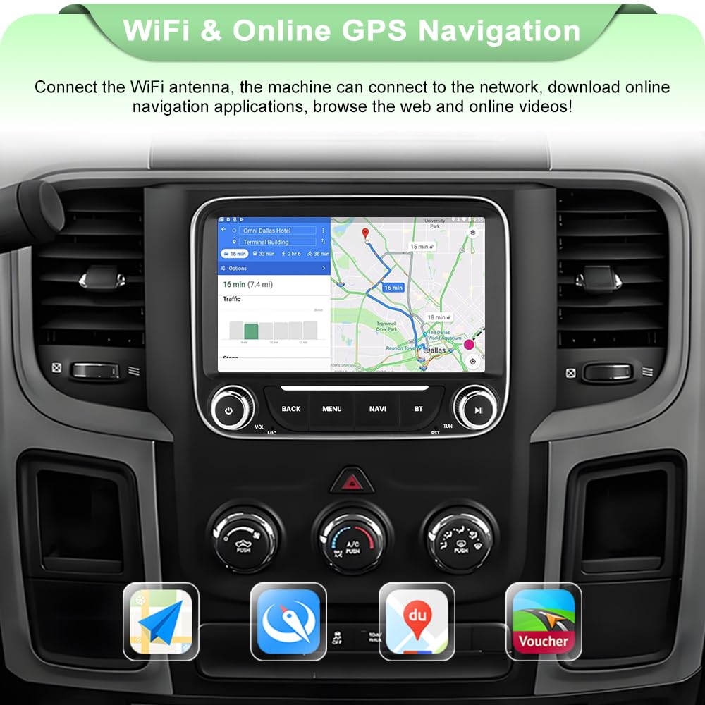 Radio de Coche Dodge RAM Negro Android 13 con Carplay y Android Auto para Hombre