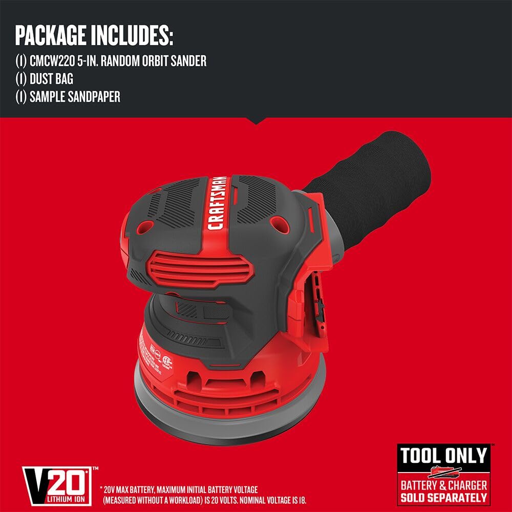 CRAFTSMAN Lijadora Orbital Inalámbrica 20V sin Bateria Incluida CMCW220B