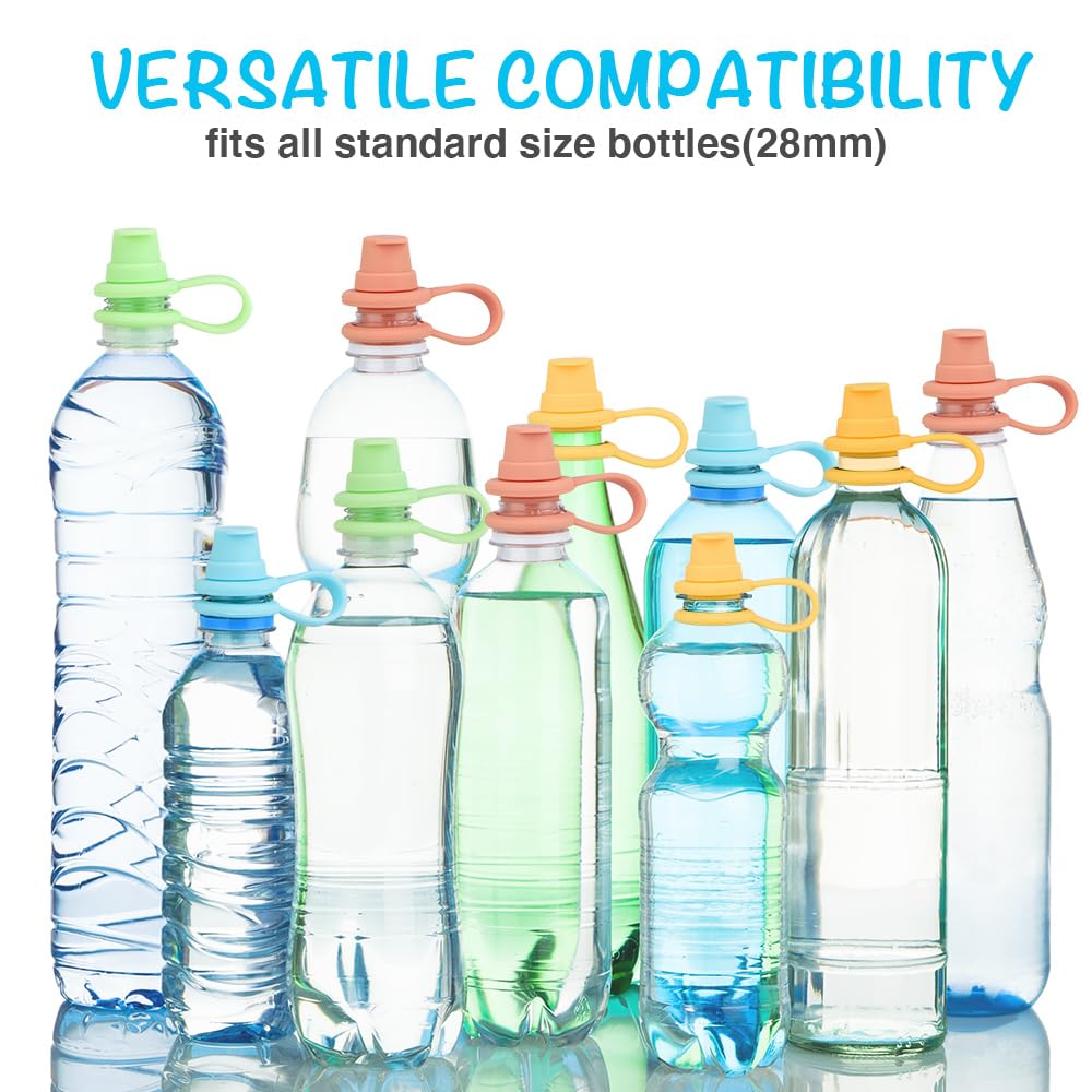 Heureuse - Adaptador de boquilla para botella de agua para Todders, paquete de 4 tapas de botella de agua de silicona sin derrames, adaptado a la mayoría de botellas, diseño a prueba de fugas,
