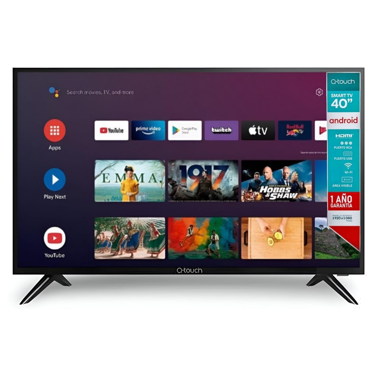 Smart TV Q-Touch 40" Full HD Android TV – Pantalla LED, WiFi, Netflix, Youtube, Prime Video