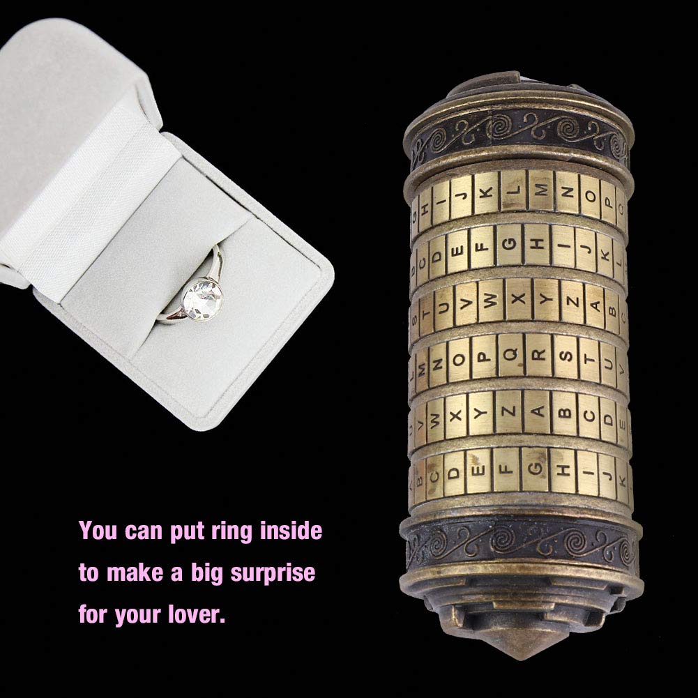 Hztyyier Cerradura de combinación Retro para Código Da Vinci Carta Cryptex Contraseña Anillo de Bloqueo Titular Regalos Día de San Valentín Novia Novio de cumpleaños