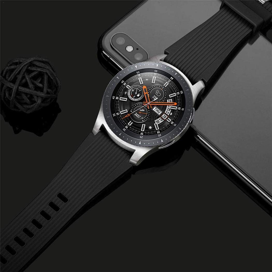 HSWAI Compatible con Samsung Galaxy Watch 46mm bandas/Gear S3 Frontier, Classic Watch Bands/Galaxy Watch 3 bandas 45mm, 22mm bandas de silicona suave pulsera correa deportiva para hombres y mujeres
