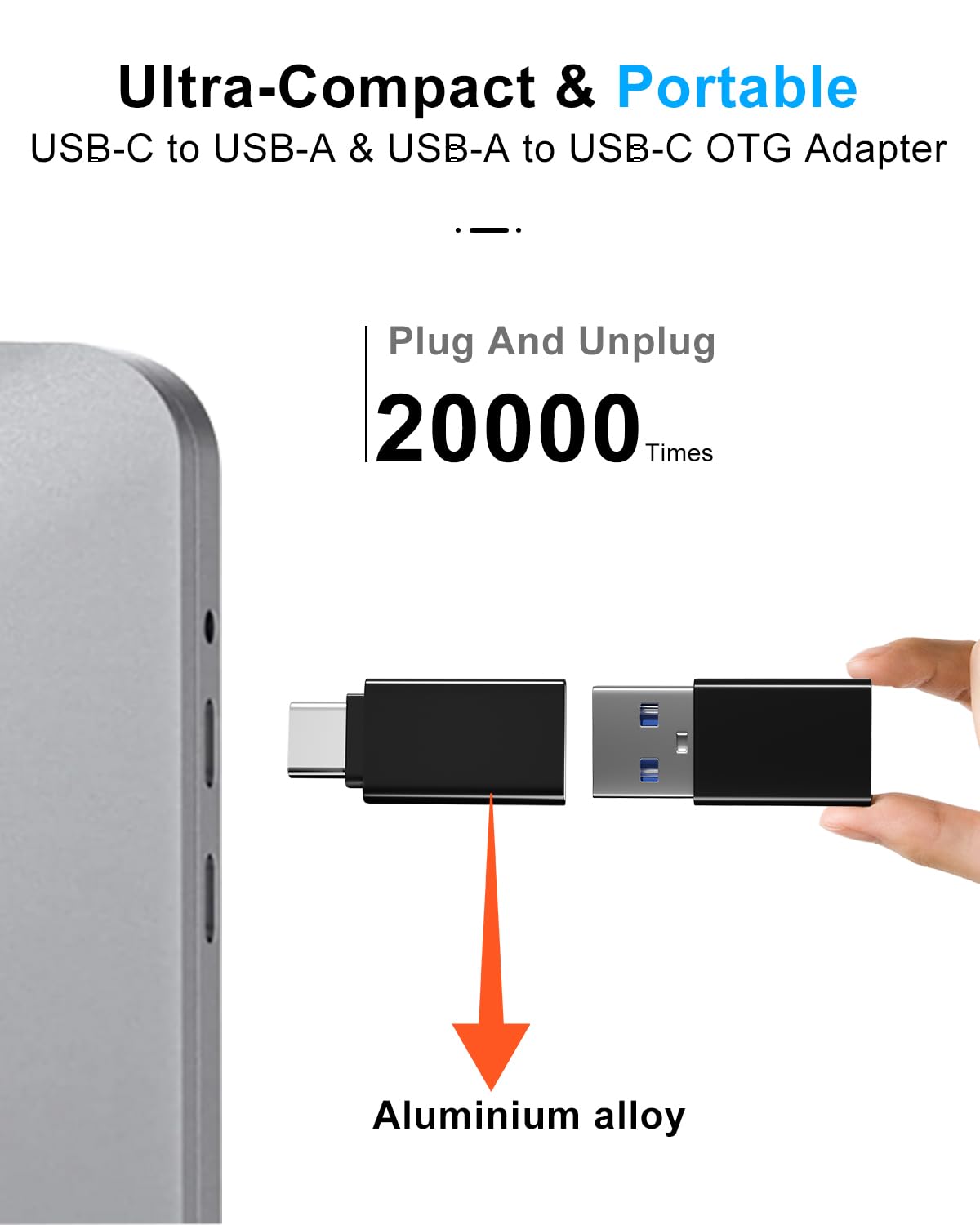 Adaptador USB a USB C ShineeKee Plata Paquete de 8 con Transferencia de Alta Velocidad y Carga Rápida