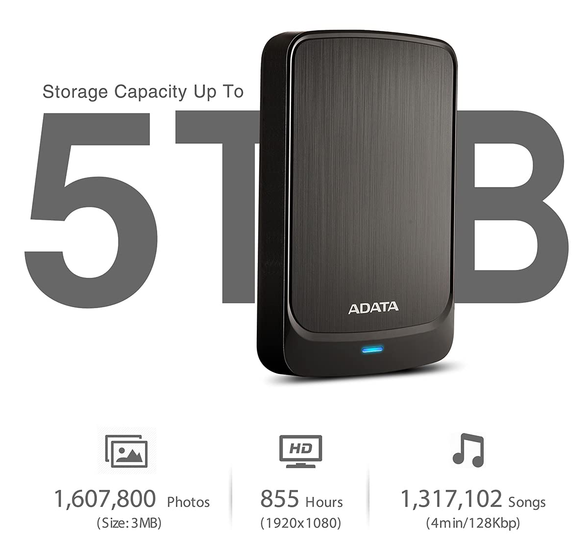 Disco Duro Externo Portátil Adata Negro Slim HV320 1TB USB 3.1 Gen1