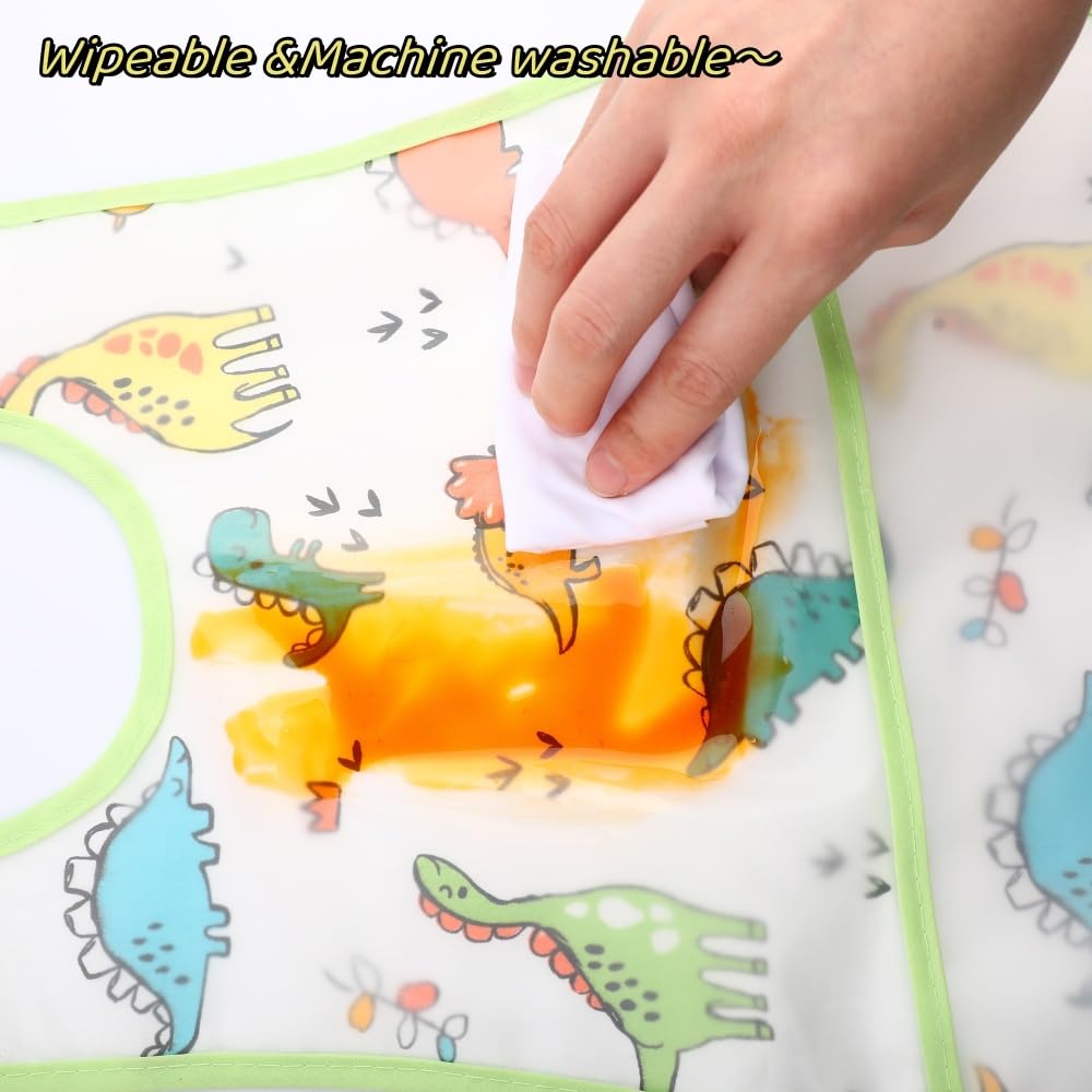Babero impermeable para bebé, babero de alimentación con bolsillo para bebé, niño, niña, lavable de 6 a 44 m