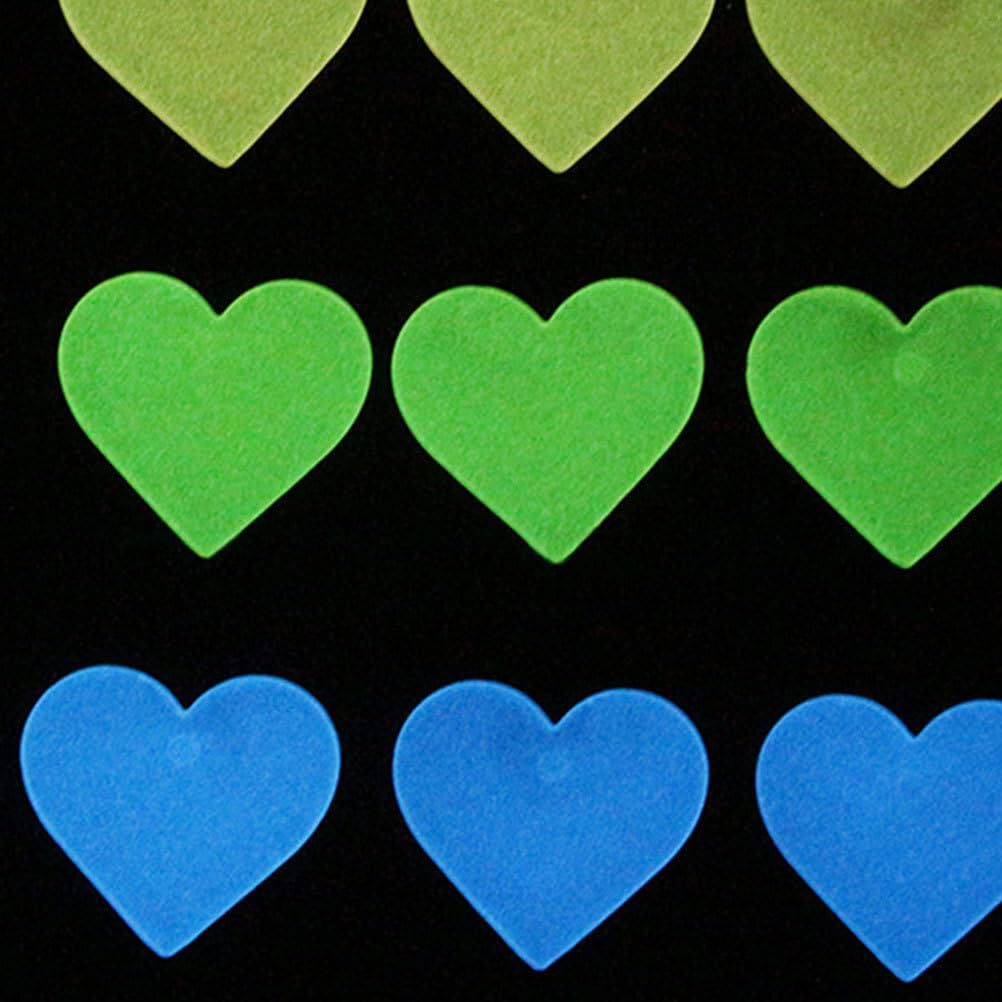 Toyandona - 200 pegatinas de pared con forma de corazón que brillan en la oscuridad, luminosas fluorescentes y extraíbles, para decoración de la habitación de los niños, guarderías, dormitorios