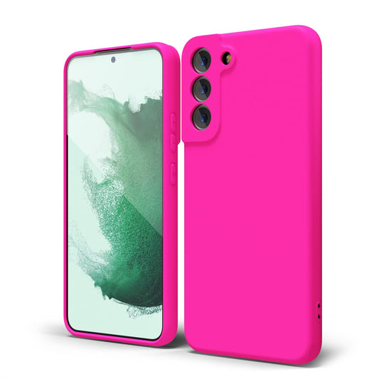 oakxco - Funda de silicona líquida para Samsung Galaxy S22 Plus, color sólido fluorescente, delgada, de goma suave, de TPU suave, de gel suave, para mujeres y niñas, color rosa fucsia