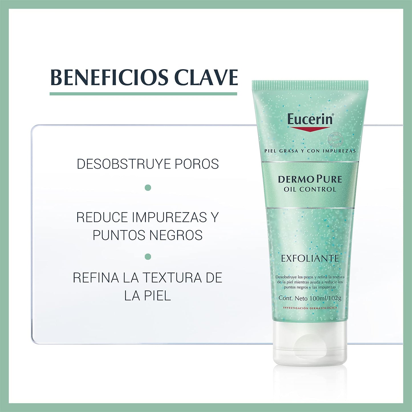 Eucerin Fluido Facial Hidratante Matificante para piel grasa, 50 ml + Exfoliante facial piel grasa imperfecciones 100ml