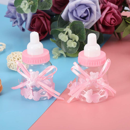 Biberón Decorativo Qiilu Rosa Cajas Anuncio de Bebé de Plástico 24 Piezas para Baby Shower