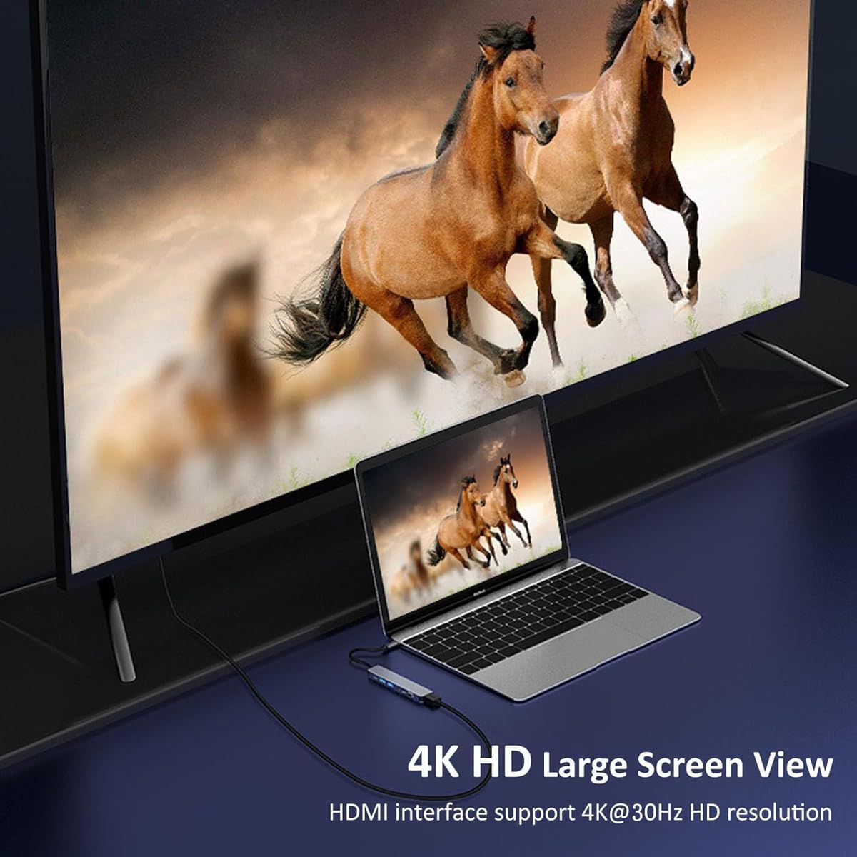 Hub USB C, 7 en 1 Adaptador Tipo C a HDMI 4K, USB 3.0, PD Carga 100W, Lector de Tarjetas SD TF, 5Gbps USB C Datos Puerto Compatible con MacBook Pro Air iPad DELL Switch Steam Deck etc.