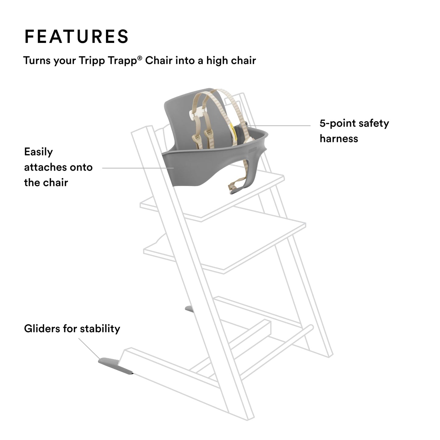Baby set con arnes para silla stokke tripp trapp - Storm Grey