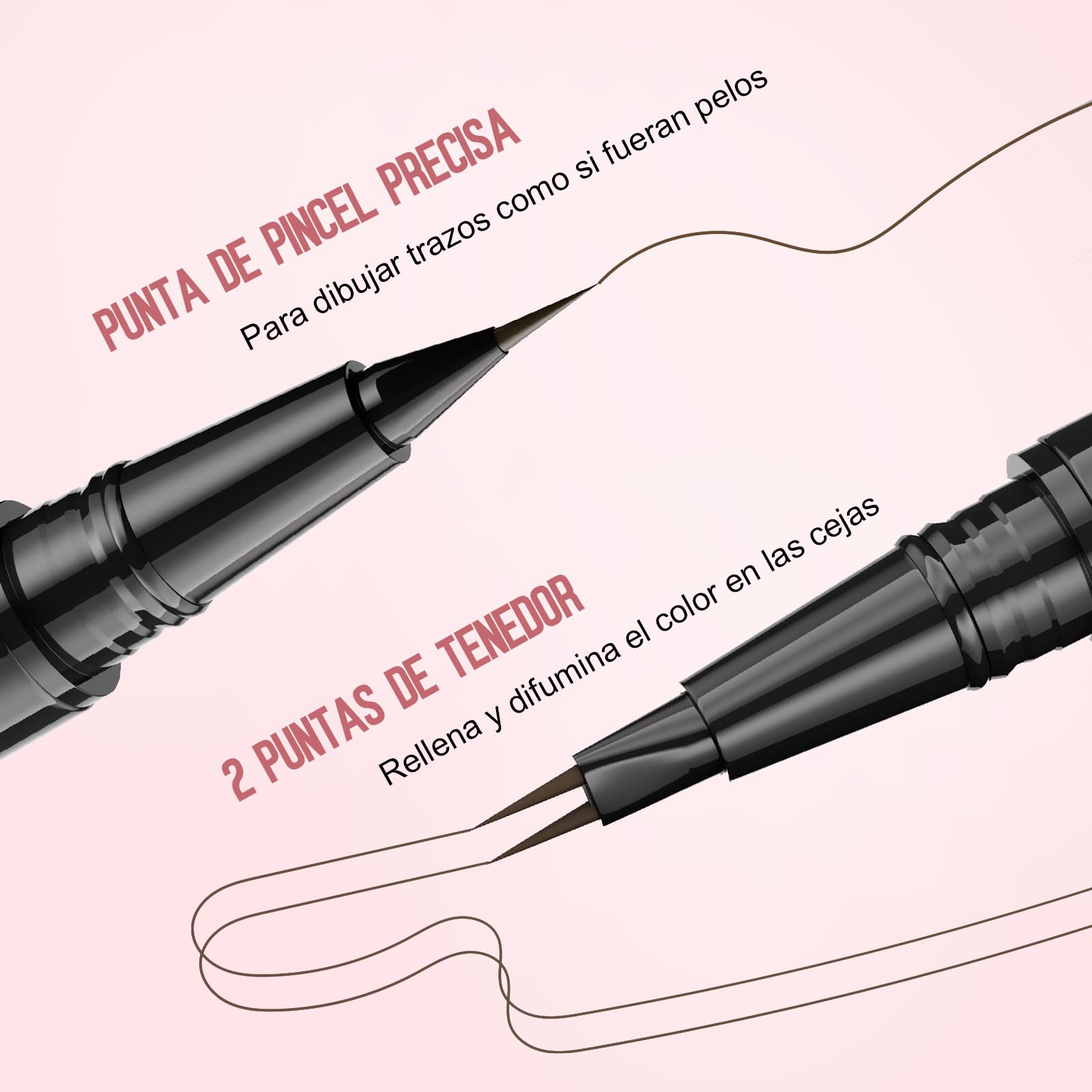 LEKOU Liquid Eyebrow Pen, 2 en 1 Dual-Ended Eyebrow Pencil, Lapiz de Cejas Larga Duracion 3D Waterproof, Plumín de Cejas Microblading para Delineador Cejas Natural (Marrón)
