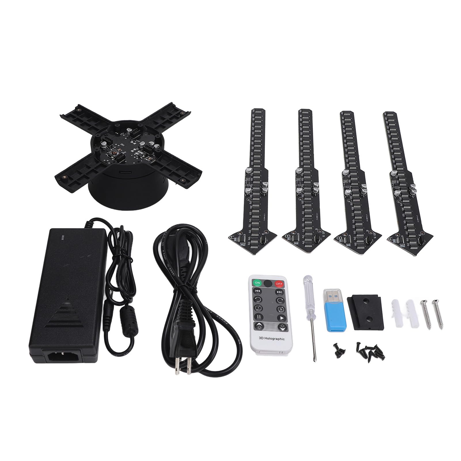 ASHATA Ventilador de Holograma 3D, Ventilador Holográfico LED HD, Máquina de Publicidad de Holograma de 19,69 Pulgadas con 586 LED 1800x586P, Pantalla Holográfica para Tiendas (US)