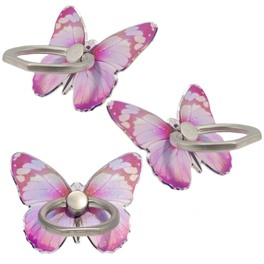 Soportes de Anillo para Teléfono Celular Diseño de Mariposa Metal 360° Tres Rosas