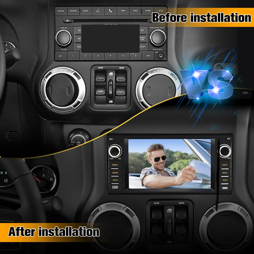AWESAFE - Estéreo de coche de 64 GB para Jeep Wrangler JK 2007-2018 Dodge Ram 2008-2012