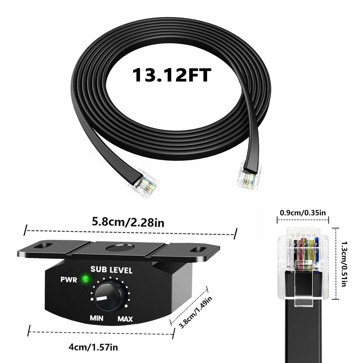 perilla de control de graves, amplificador remoto de repuesto, driver de graves, audio ajustable con cable de extensión de 6 pines para subwoofer, cable de 4 m
