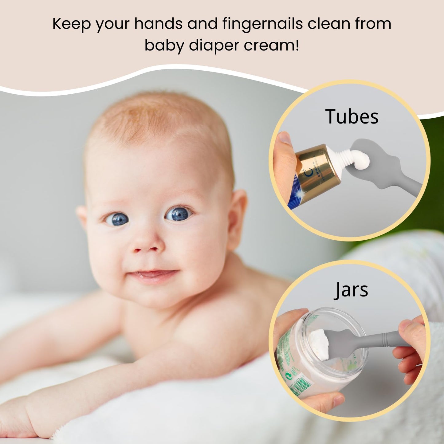 Nearbyme Paquete De 2 Cepillos Para Crema De Pañal Para Bebé, Espátula Aplicadora De Crema De Pañal, Espátula De Silicona Para Pasta De Trasero De Bebé Para Bebés, Recién Nacidos(Rosa, Lila Suave) Paq