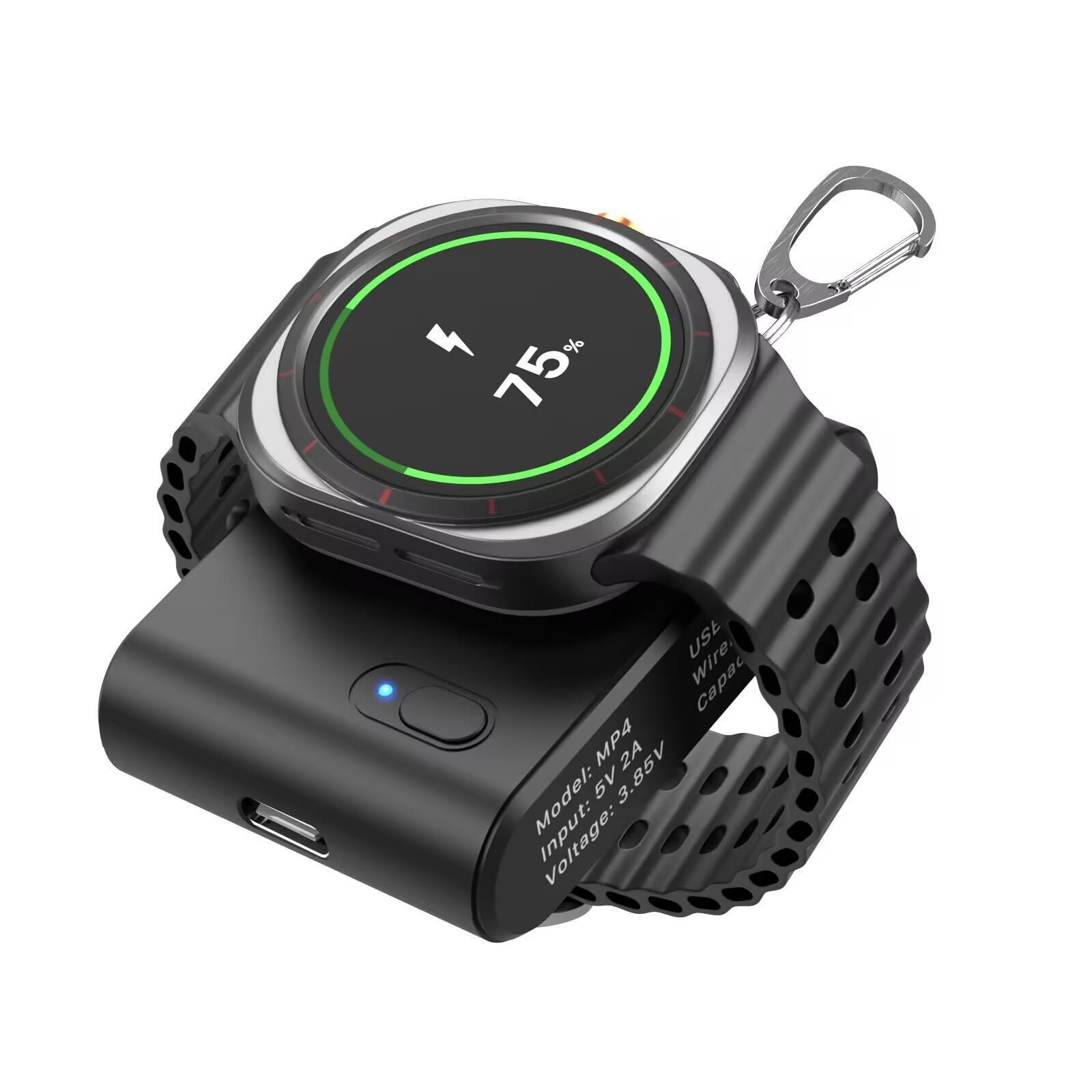 Cargador de Reloj TQTHL Negro 2 en 1 Portátil para Galaxy Watch 7 Ultra y Samsung Gear S3 para Hombre