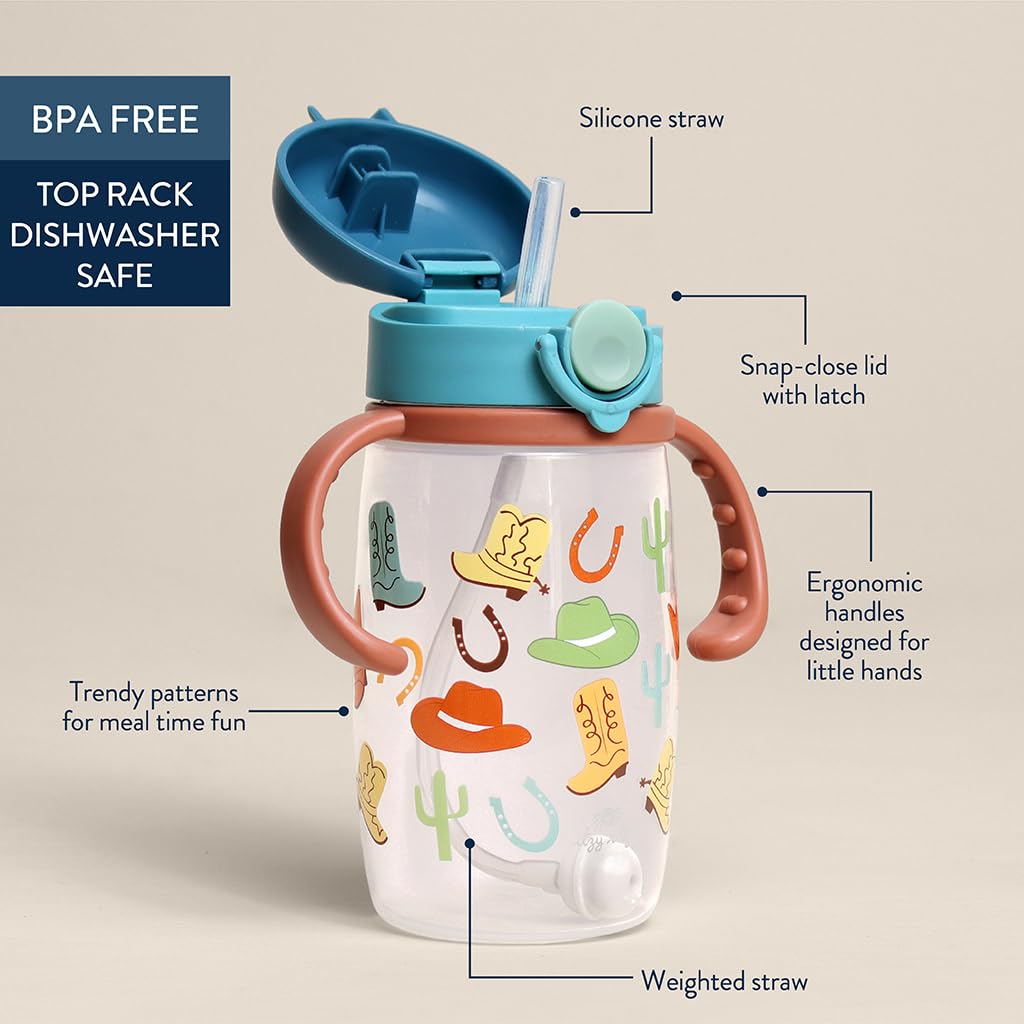 Itzy Ritzy - Taza para sorbos – Incluye pajita de silicona con peso, asas ergonómicas y tapa a presión (occidental)