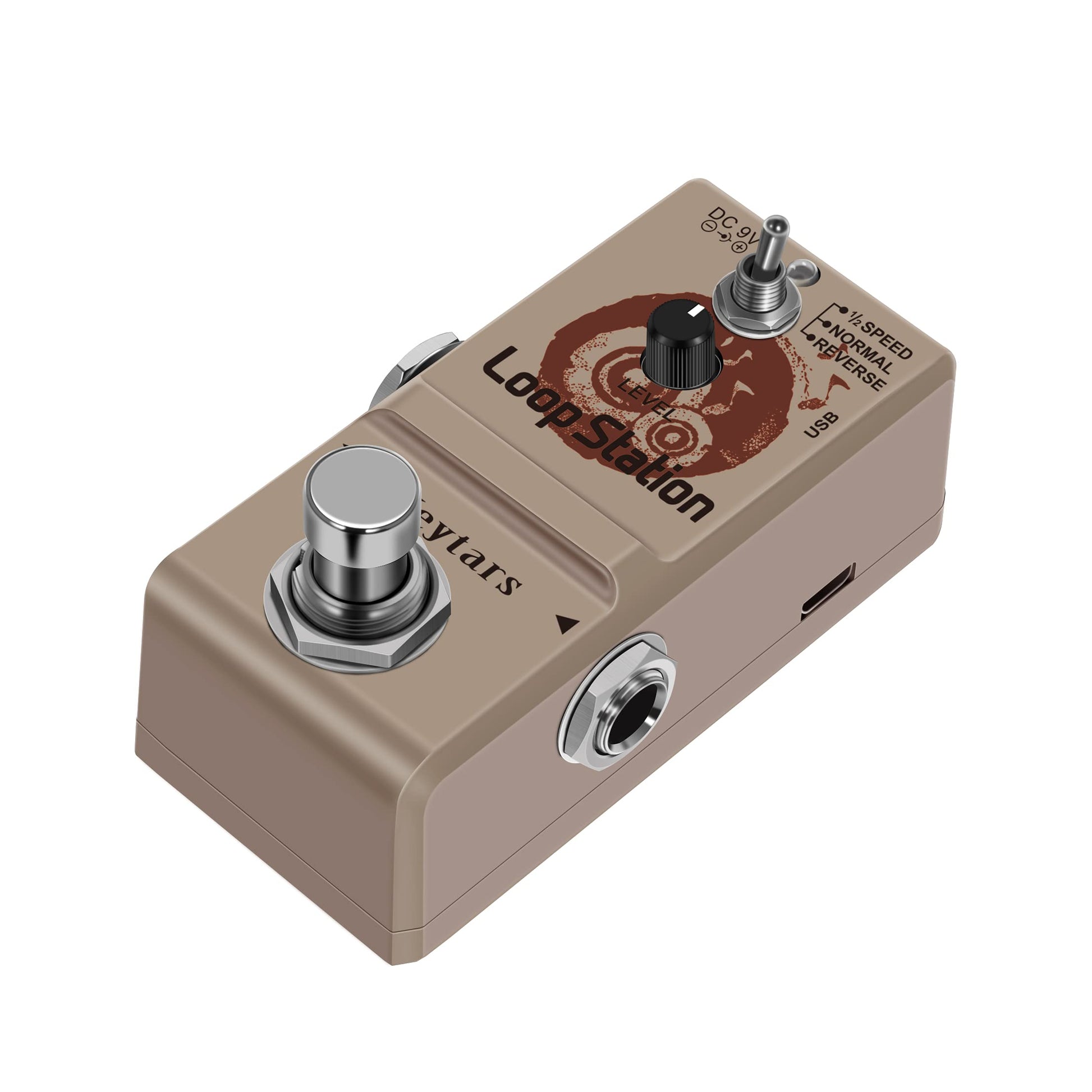 Keytars Guitar Looper Pedal Loop Station Unlimited Overdubs 10 Minutes of Looping, 1/2 time, and Reverse USB Port 3Mode Mini Size True Bypass