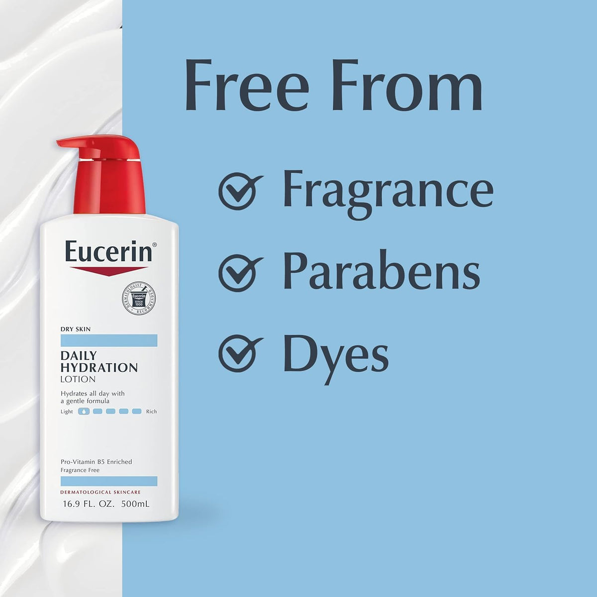 Eucerin Daily Hydration Moisturizing Lotion, Fragrance Free 16.9 oz (Pack of 2)