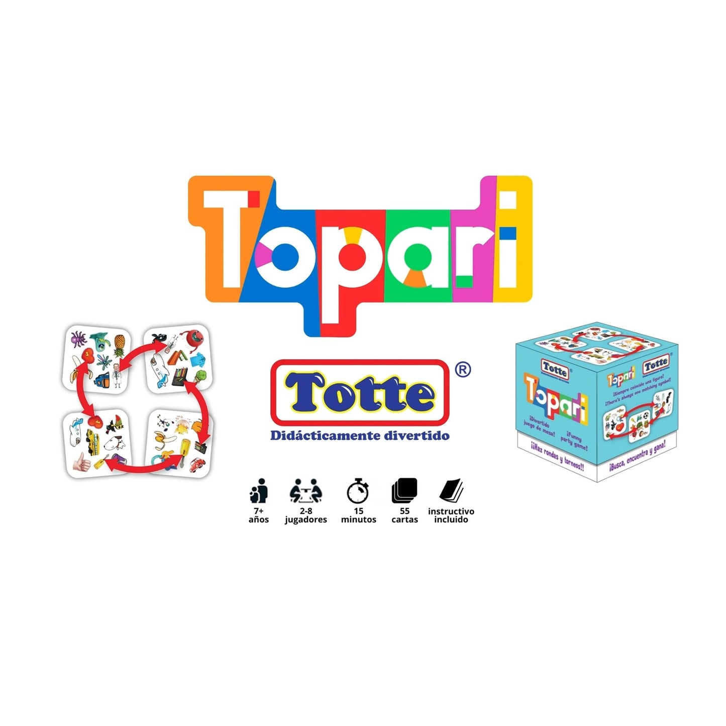 Juego de Cartas Totte Topari Multicolor con 10 Formas de Juego