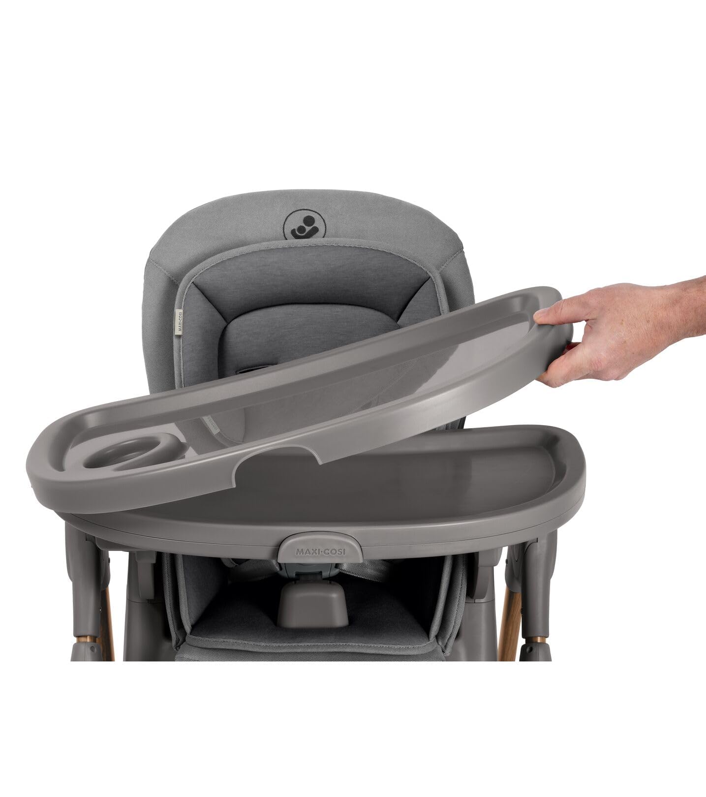 Maxi-Cosi Minla Plus - Trona para bebé de 0 a 14 años, 0 a 60 kg, con bandejas giratorias con una mano, 4 ruedas, 9 alturas, 5 posiciones de inclinación, plegable, compacta, elegante grafito