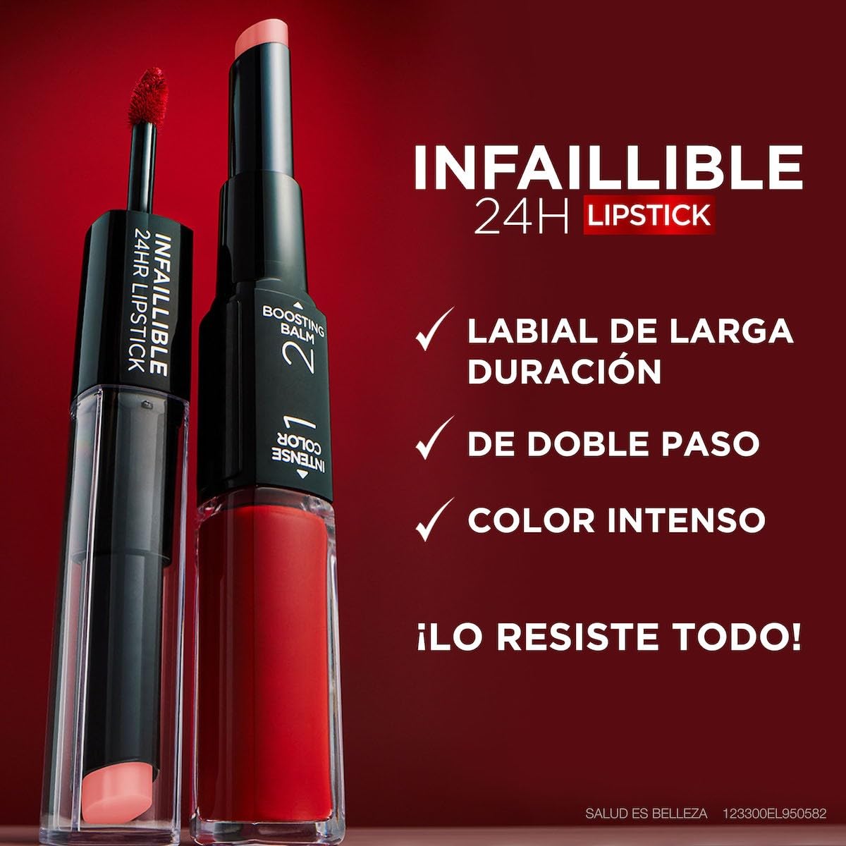 L'Oréal Paris, Infallible 24hr Lipstick, labial de larga duración de dos pasos: líquido y balsamo, Tono 806 Ifinite Intimacy