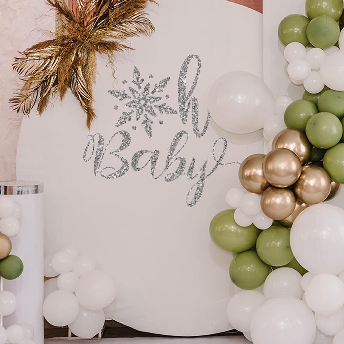 Oh Baby - Letrero de pared con temática de copo de nieve para fiesta de ducha, calcomanías de invierno para decoración de arco de globos, copo de nieve de Navidad, cumpleaños, diseño de copo de nieve