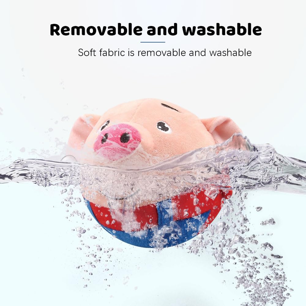 LOOTA Juguete de Peluche para Mascotas Activas, Juguete de Peluche Saltarín para Perros, Juguete Interactivo de Cubierta de Peluche Masticable Bola Bailarina Cantarina Parlante (Cerdo Rosa)