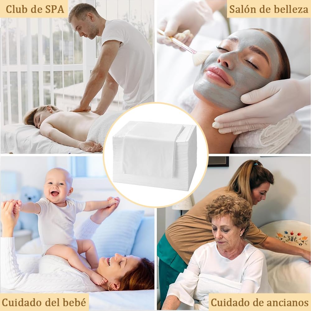 BILIBON 100 Hojas Sábanas Desechables de Masaje, Sábanas para Camilla de Masaje Profesionales, 80x180 cm, Material No Tejido Transpirable, Suave y Cómodo, Aptas para SPA, Salones de Belleza, Hoteles