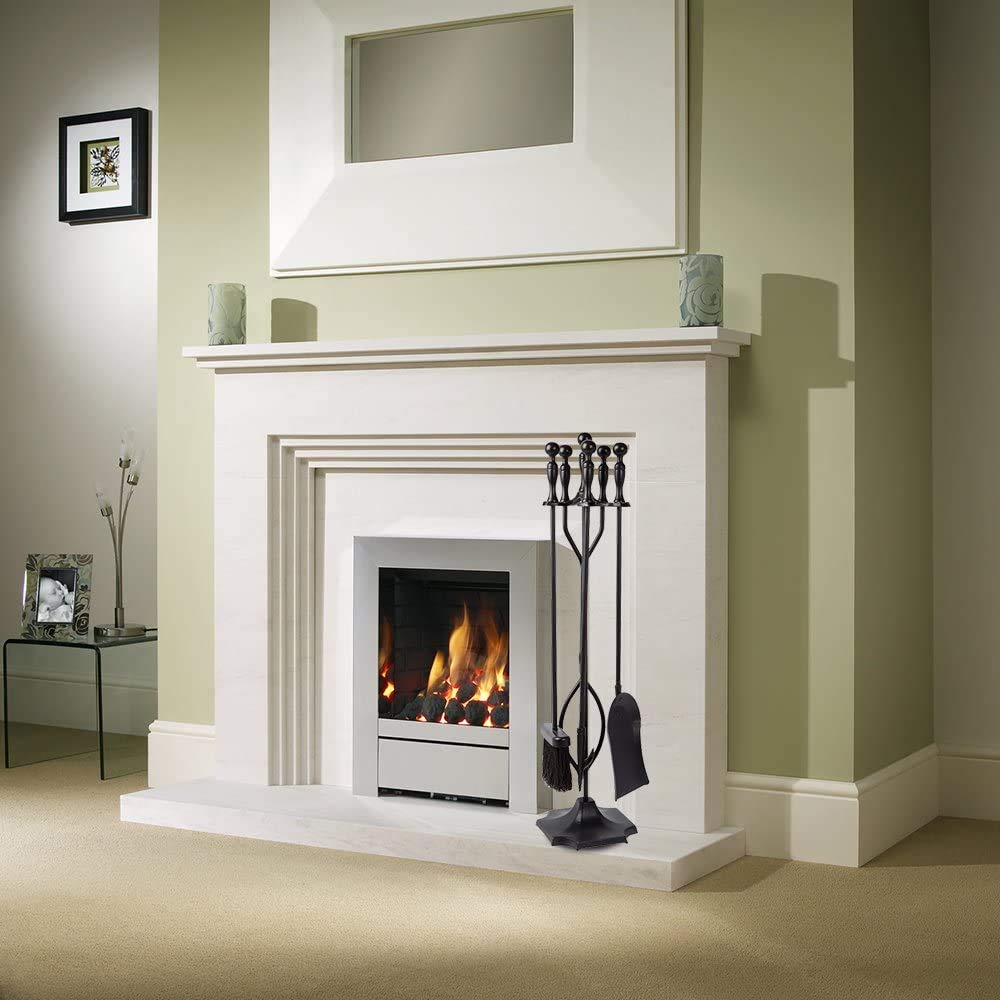 Herramientas para Chimenea Rustic Negro Juego de 5 Piezas de Herrería con Mangos para Decoración de Chimeneas y Estufas de Leña