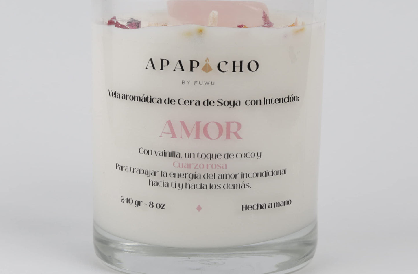 Fuwu, velas aromaticas relajantes de cera de soya con cuarzos naturales, velas decorativas hechas a mano con hierbas de olor, aromatizantes para hogar, velas aromaticas (Vainilla con coco)
