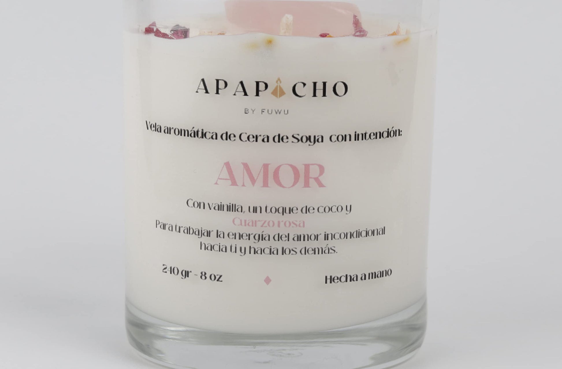 Fuwu, velas aromaticas relajantes de cera de soya con cuarzos naturales, velas decorativas hechas a mano con hierbas de olor, aromatizantes para hogar, velas aromaticas (Vainilla con coco)