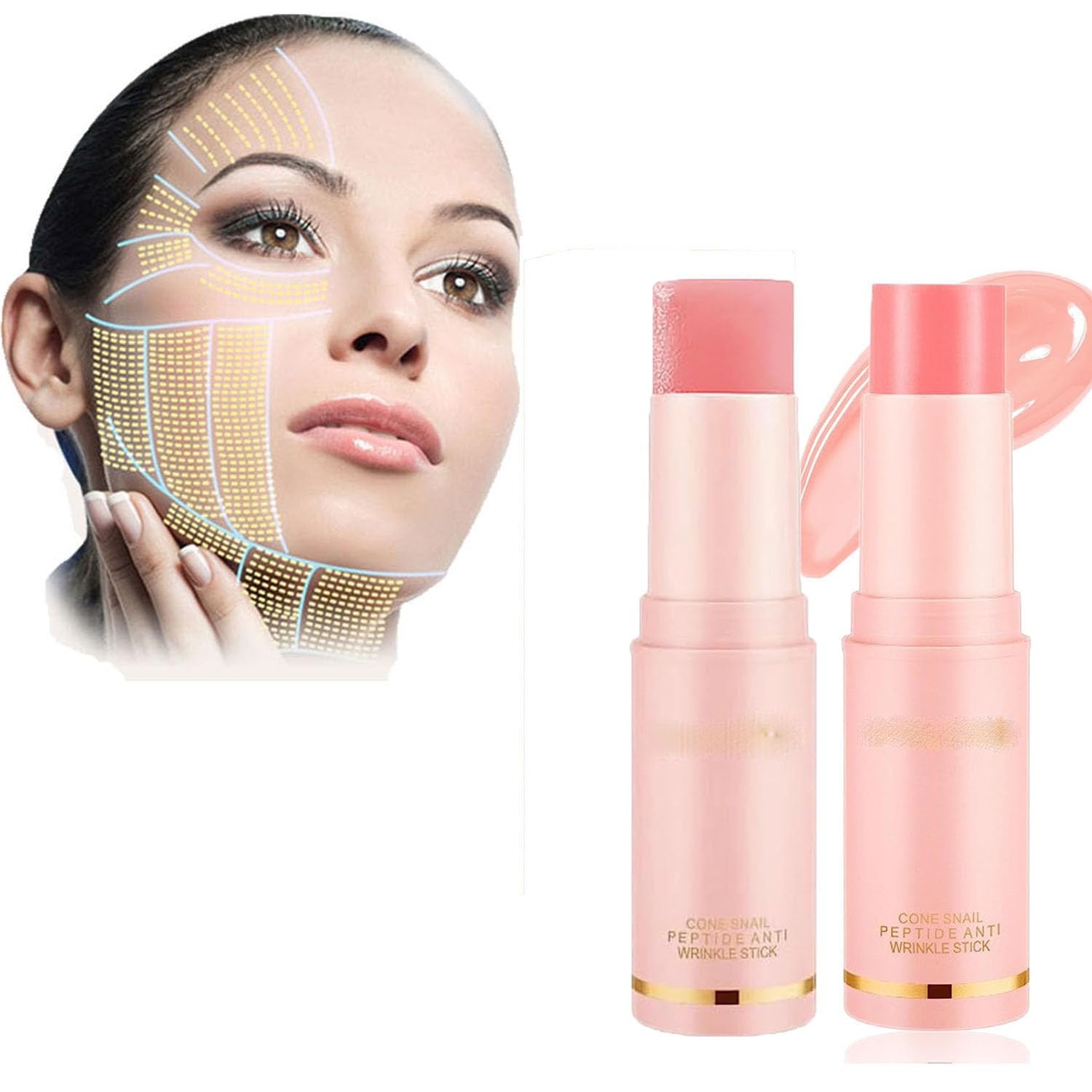 Barra De Bálsamo Hidratante Que Aumenta El Colágeno,Bálsamo Antiarrugas De Rebote De Corea Para El,Barra Antiarrugas de péptido de Caracol, Barra de bálsamo Antiarrugas Coreano (2 Pcs)
